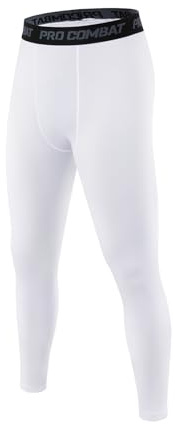 Legging Homme Sport, Pantalon de Sport Long pour Homme - Basketball, Fitness, Jogging (L, Blanc)