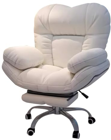 Gaming Stuhl Sessel Wohnzimmer, Gaming Sessel Relaxsessel für Schlafzimmer, Btirostuhle Chefsessel Stuhl Mit Rollen Lift Sofa Stuhl Ohrensessel Mit Seitlicher Tasche ( Color : Beige with footrest )