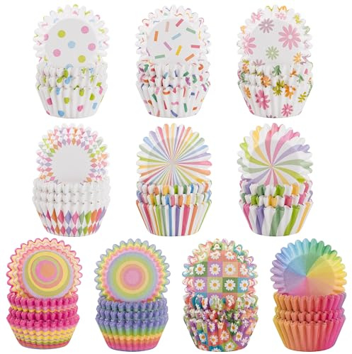 A1DIEE Muffinförmchen Papier Muffins Backförmchen - 600 Stück Mini Muffin Förmchen Papier Cupcake Fällen Liners Wrapper Backen Dessert Cupcakeförmchen für Geburtstag Party Hochzeit (Regenbogen)