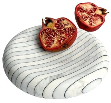 Soporte para tartas de mármol natural, placa de mármol para tartas, postres, bodas, fiestas, decoración vintage, uso diario (blanco)