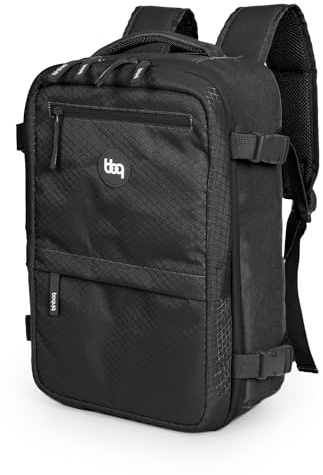 Hauptstadtkoffer blnbag M6 - Handgepäck Reiserucksack 40x20x25 cm Ryanair robuster Rucksack mit Laptop-Fach, Flugzeug Underseater Rucksack Carry-On 20 L, Tagesrucksack, Freizeit, Uni, Reisen, Black