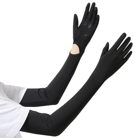 MiOYOOW UV-skyddshandskar, pekskärm, armsärm, solhandskar, halkfria, heltäckande fingerskyddshandskar för utomhussport, cykling