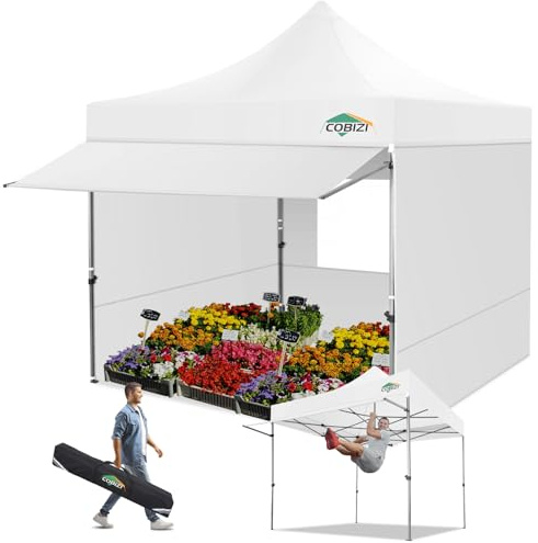 COBIZI Pavillon 3x3 Wasserdicht Stabil Winterfest Faltpavillon 3x3 Partyzelt Hardtop Pavillon Klappbar 3x3m Mit Seitenwnden Pop Up Pavillion Uv-Schutz, Weiß
