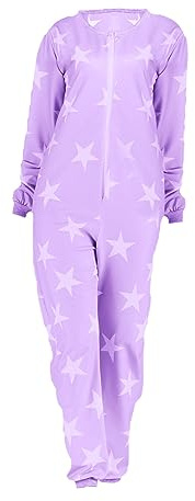 LOIJMK Combinaison de pyjama pour femme sans capuche en modal - Combinaison de maison imprimée - Combinaison de loisirs avec fermeture éclair - Pyjama long - Grandes tailles - Vêtement de nuit -
