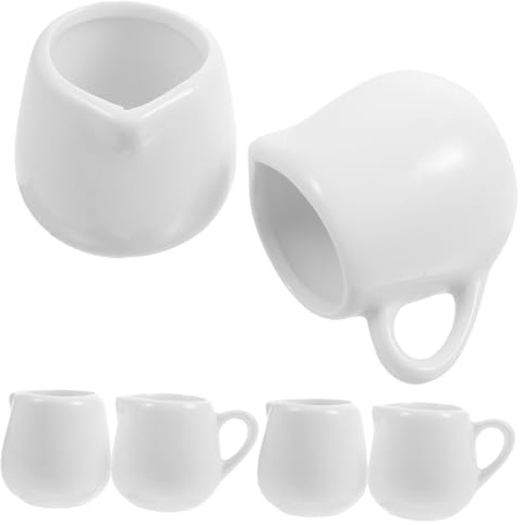 OKUMEYR Tazze Da Latte in Ceramica Manico 6 Pezzi, Contenitori Per Salse e Bevande, Set Multifunzionale Per Casa, Bar e Ristorante, Facili Da Pulire e Superficie Liscia