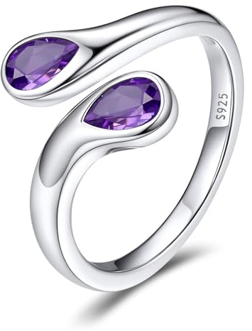 Bestyle Ringe Sterling Silber 925 Damen Verstellbare mit Geburtsstein | Silber/Gold Offen Damenring Verlobungsring Promise Ringe Anti Stress Ring Geburtstags Geschenk für Frauen