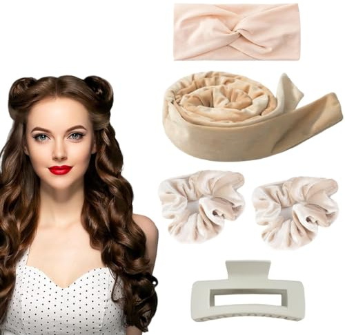 ZEPIQOR Rizador de Pelo Sin Calor Varilla Para Rizar de Gel, ondas sin calor, rizador pelo ondas sin calor, rizador pelo sin calor, Rulos Flexibles Ondas Sin Calor, Heatless Hair Curlers(caqui)