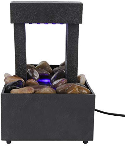Tischbrunnen, Wasserfallbrunnen für den Innenbereich, USB-LED-beleuchteter Wasserfall, Wasserspiel, Wasserfall mit Steinen für Büro- und Heimation
