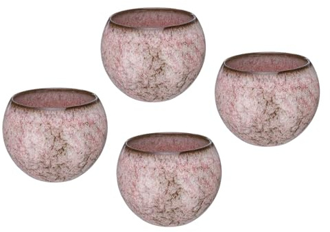 QUARKZMAN 4 Tazones de Té Hechos a Mano de 150 ml / 5 Oz Cambio de Horno Taza de Té China Japonesa de Cerámica Gong Fu para Regalos de Oficina en Casa, Cerezos en Flor