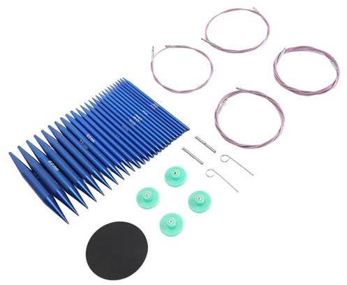 Aluminium-Rundstricknadeln-Set mit Etui, austauschbare Stricknadel mit Zubehör.Rundstricknadeln Set Austauschbar mit Etui & Zubehör für Schals, Pullovern, Mützen, Handschuhen, Socken