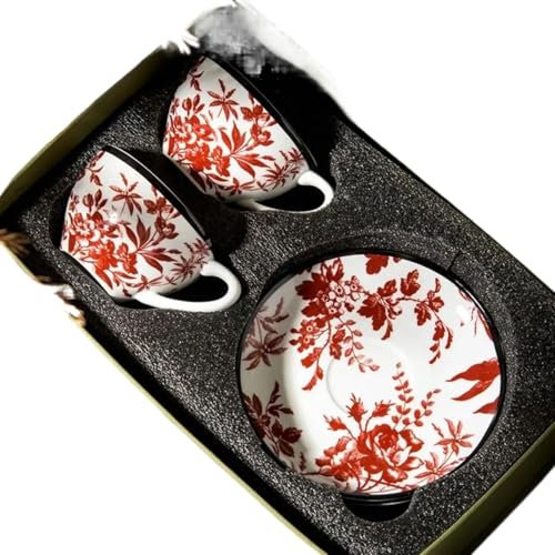 Porzellan-Teeservice Romantische Rose Kaffeetasse Und Teller-Set Vintage Exquisite Hause Kreative Nachmittagstee Tasse Keramik Küche Geschirr Geschenk