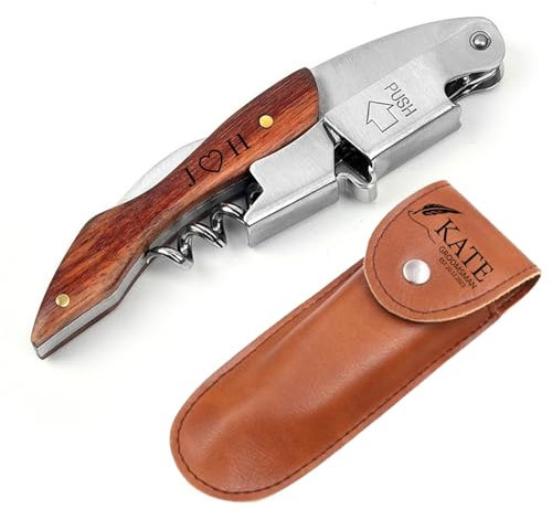 Cavatappi In Legno Personalizzato Con Rivestimento In Pelle PU, Apribottiglie For Vino Inciso Personalizzato, Cavatappi For Vino, Apribottiglie For Sposo