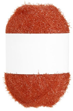 PATIKIL 218 Yard Scrubbie Yarn, Sparkle Yarn Polyester Scrubbie Sparkle Glass for Dishcloths Crocheting Knitting DIY Crafts Blanket Rug Sweater Scarf Hat, Orange Red
