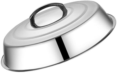 TINEASUR Copri Cibo in Acciaio Inossidabile con Manico per Barbecue Cupola Anti-spruzzo per Carne Coperchio Resistente per Casa Ristorante e Campeggio