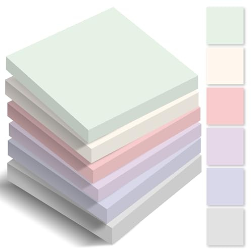BIROYAL Haftnotizen Klebezettel 420 Blätter, 6 Blöcke Sticky Notes Pastell, 76 mm x 76 mm Klebezettel bunt, Haftnotizen lustig, Notizzettel Klebend zum Markieren & Hervorheben