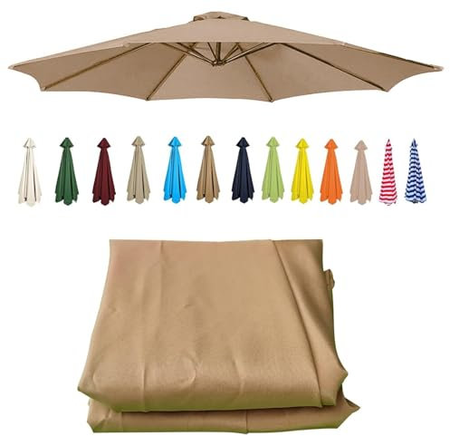 YAVYAV Ersatzschirmbezug Für Terrassenschirme, Sonnenschirm Bespannung, Marktschirm Überzug, UV-Schutz, Wasserabweisend(Khaki,8ribs: 350cm)