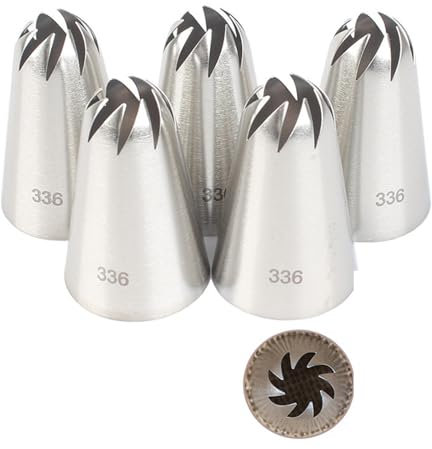 LHSJYG Piping Nozzles 5pcs/set Large Icing Piping Nozzles For Decorating Cake Baking Cookie Cupcake Piping Nozzle Stainless Steel Pastry Tips(336-5pcs)