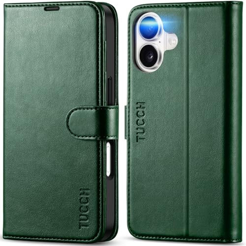 TUCCH Wallet Case for iPhone 17 (6.3) 2025, 4 Card Holders, Evergreen