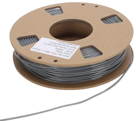 Yanmis TPU 3D -Druckerfilament 1,75 Mm, 95A Flexible Hochelastizität TPU -Filament 250 G, Dimensionsgenauigkeit ± 0,02 Mm, für die Meisten FDM 3D -Drucker (grau)