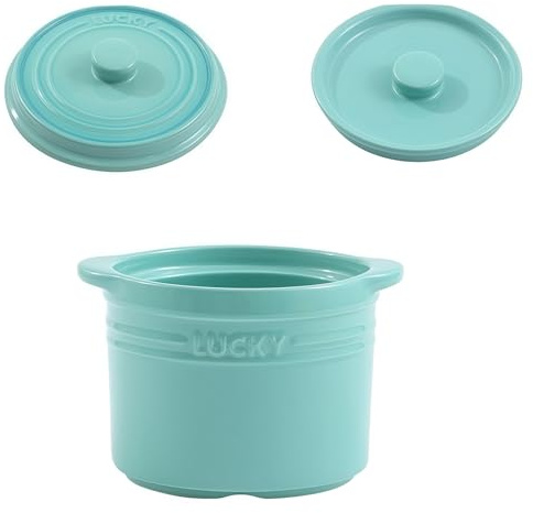 Jaamyears Piccole ciotole per zuppa di cipolle da 500 ml, tazza da zuppa in tinta unita con manici e coperchio, in ceramica, adatta al forno