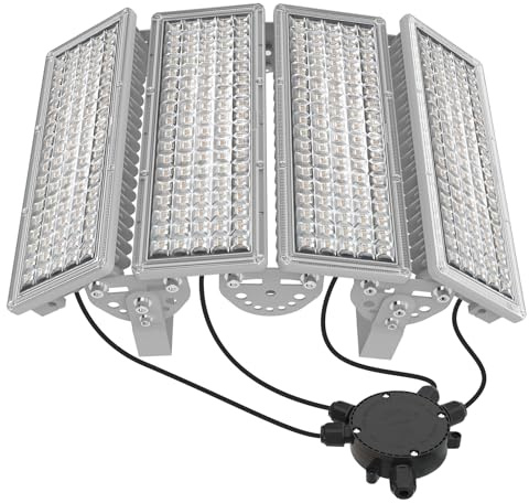 POWFUL Projecteur LED d'extérieur 400 W - 56000 lm - 3000 K - Blanc chaud - Super lumineux - IP67 - Étanche - Avec boîte de jonction - Pour jardin, parking