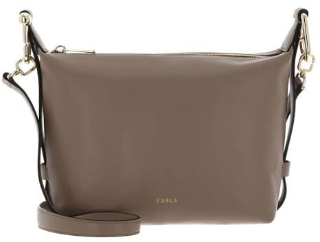 Furla Leder Umhängetasche Vitello Claris Lux Tonie Hobo Bag Greige taupe