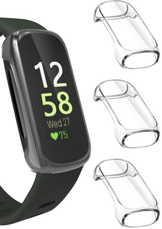 Yaekea 3 Pack Clear Protective Case Compatible with Fitbit Inspire 3 Screen Protector TPU Overall Bumper Case Ultra-Thin Full Face Cover Replacement Bumper Accessories for Inspire 3 Smartwatch