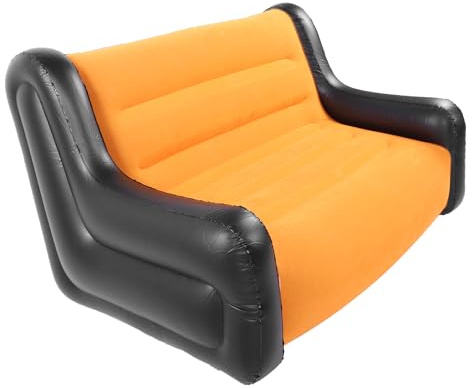 SIXRUN Aufblasbares 2 Sitzer Sofa, Aufblasbare Couch mit PVC Beflockung in Gelb und Schwarz und Luftsofa für Wohnzimmer, Hinterhof, Terrasse