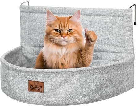 Cama para calefacción para gatos – Cama para radiador para gatos – Cama calefactora para gatos con felpa suave – Hamaca para gatos – Se adapta a todos los radiadores – Estable y acogedora – Gris