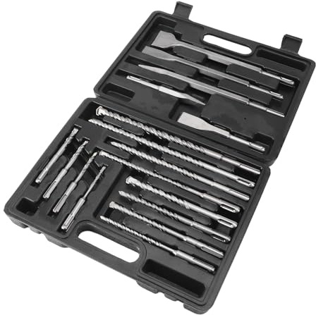 Tomantery Broca de Cincel para Taladro de Martillo Rotativo, Juego Duradero para Baldosas de Hormigón con Caja de Almacenamiento, Altamente Eficiente para Romper Paredes y Construcción de Edificios,