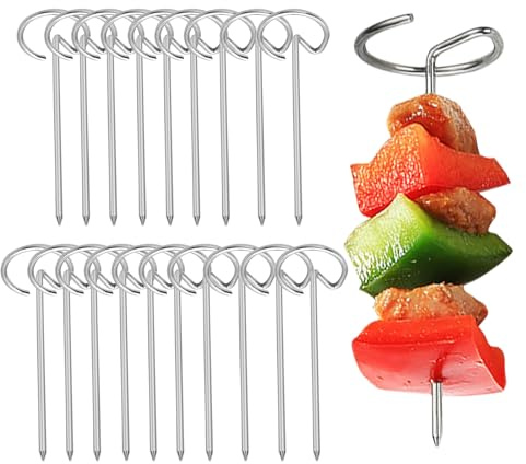 Brochettes pour Friteuse Sans Graisse | 20 Pièces Outil Vertical En Acier Inoxydable | Brochettes De Barbecue Réutilisables | Pour Les Légumes Viande De Fruits De Pâtes À La Maison À L'Intérieur À