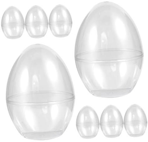 SMASOLO Jumbo Easter Eggs Plastic Fillable Ornaments 8Pcs Craft Boxes for Holiday Party Decorations and Home Use