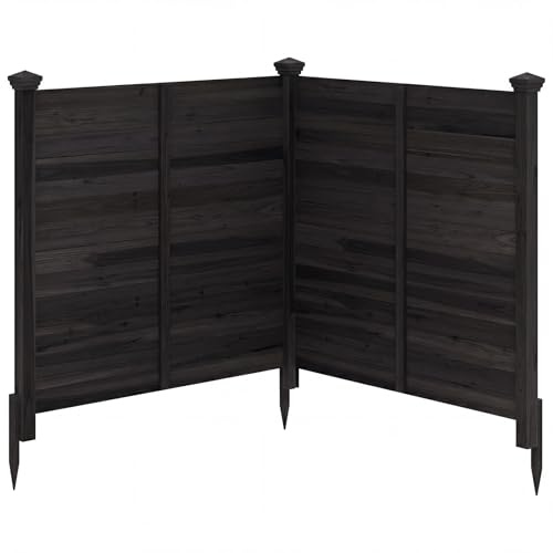 COSTWAY Trädgårdsstaket 2 delar, 119 x 119 cm, gran, staket med 3 stolpar, dekorativt insynsskyddsstaket, trästaket för luftkonditioneringsapparater, soptunna, fristående staket för trädgård, utomhus