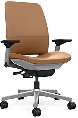 Steelcase Amia Task Chair: Platinum Frame/Base - 4 Way Adjustable Arms - Hard Floor Casters