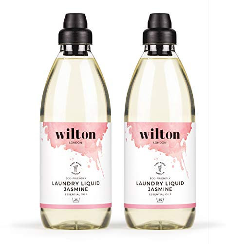 Wilton London Eco Friendly Laundry Liquid - Plant-based and Biodegradable Laundry Detergent - Packed with Essential Oils - Fresh and Longlasting Jasmine Scent - Pack of 2 x 1 Litre