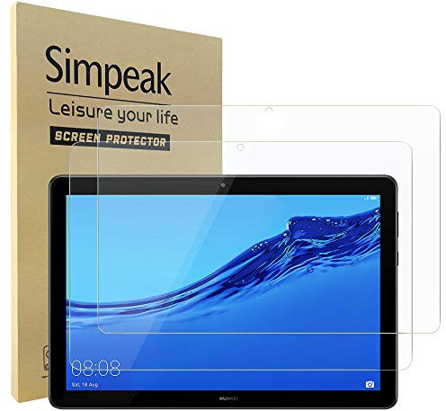 Simpeak 2-Packs Protector Pantalla Compatible para Huawei Mediapad T5 10, Cristal Templado Premium Complet Bubble Free/HD/Anti-Huella