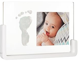 Baby Art Design Bilderrahmen für Baby Fußabdruck Handabdruck und ein zusätzliches Bild oder Foto, schönes Geschenk oder Erinnerung Andenken, transparent