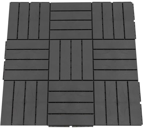 Outsunny Baldosas Cuadradas para Suelos Antideslizantes Exteriores Interiores Paquete de 9 Piezas 0.81 m² 30x30 cm Negro