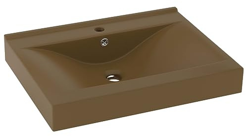 vidaXL Luxus-Waschbecken mit Hahnloch Matt-Creme 60x46 cm Keramik