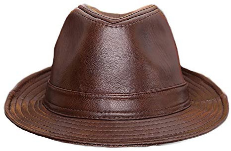 G&F Herren Leder Jazzmütze Rindsleder Draussen Jahrgang Zylinder Beiläufig Party Bowler (Color : Coffee, Size : 57-58)