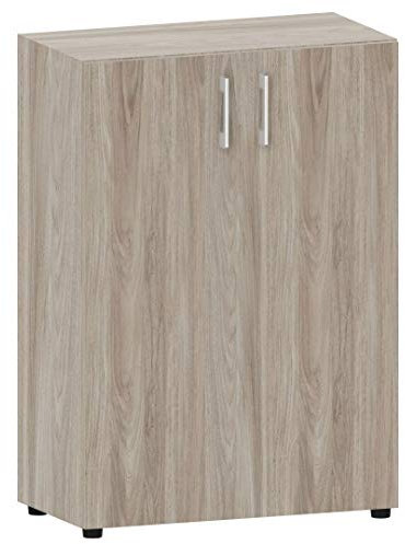 Aktenschrank 3 OH 80x40x112 cm | Holz Büroschrank abschließbar | Ordnerschrank Home-Office-Schrank Sideboard Dokumentenschrank (Eiche modern)