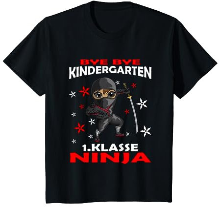 Bye Bye Kindergarten 1.Klasse Einschulung Ninja Kinder T-Shirt