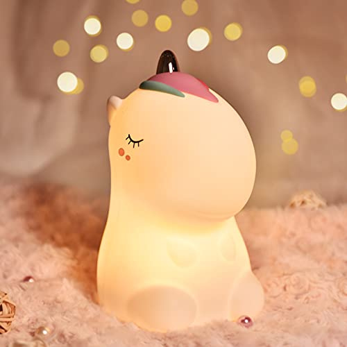 Urelaxer Cute Squishy Horse Night Light - Silicon Horse Pets Nursery Color Changing LED Decor Sleep Lamp Lights with Touch Sensor for Kids, Childrens, Toddler, Baby, and Girls
