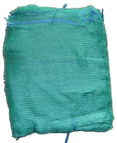 Prostko LTD 100 Green Net Sacks with Drawstring / 35cm x 50cm / Holds 5Kg / Strong and Reusable Mesh Woven Bags / Kindling Logs Onions / Polypropylene Net Sacks