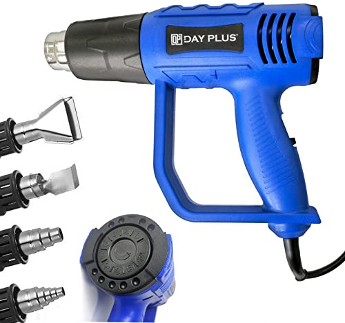 Pistola ad aria calda da 2000 W, temperatura regolabile 60 – 600 °C, flusso d'aria: 300 – 500 lmin, riscaldamento rapido, pistola termica, asciugacapelli elettrico con 4 ugelli per sverniciare,