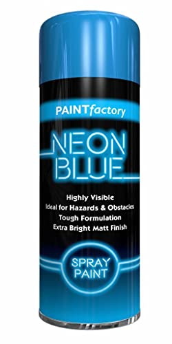 Neon All Purpose Aerosol Bright Spray Matt Gloss Spray Paint Satin Primer Metal Wood Plastic Fabric Indoor Outdoor, Interior & Exterior Paints 200ml (Blue Spray)