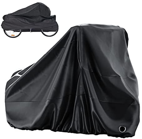 MOPHOTO Adult Tricycle Cover for Outdoor Storage, Waterproof Bike Cover for Adult Trikes, UV-Resistant Trike Covers with Lock Hole, Elastic Hem, Buckle Strap & Storage Bag