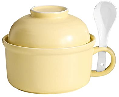 Ciotola for cereali, scodella for zuppa, scodella for tè, scodella for microonde con coperchi, ciotola for noodle in tinta unita da 23 once con coperchio, ciotola con manico, tazza for zuppa con coper