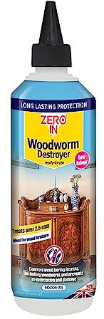 Zero In Woodworm Destroyer – 500 ml Wood Preservative Ready-to-Use Kills Woodworm, Longhorn, Furniture Beetles, and Termites Prevents Reinfestation and Damage to Wooden Furniture and Timber