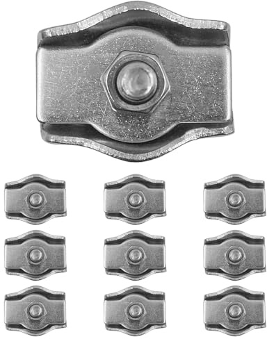 Förpackning med 10 M5 ZONADAH vajerklämmor, enkel repklämma, kabelklämma i rostfritt stål för vajer, anslutningsklämmor, lämplig för att fästa stålvajer och kabelrep